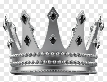 Silver Crown With Black Diamonds PNG