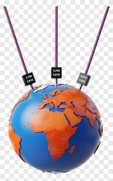 Globe Suspended By Ropes With Labels PNG