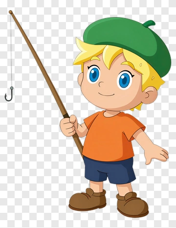 Boy Fishing With Rod PNG