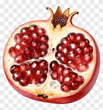 Sliced Pomegranate With Red Arils PNG