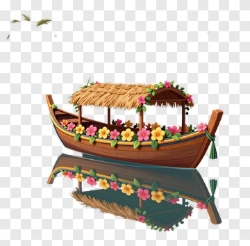 Tropical Boat With Flower Decor PNG