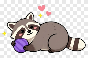 Cute Raccoon Holding A Ball PNG