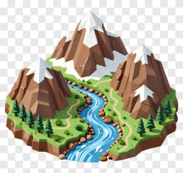 Mountain River Landscape PNG