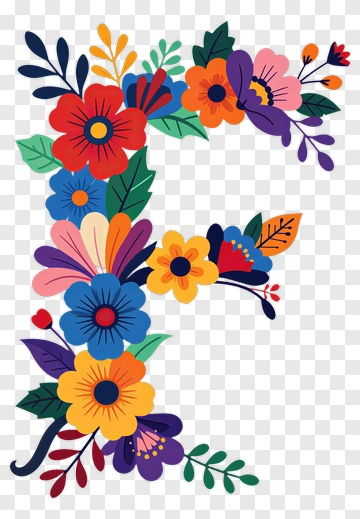 Floral Letter F Design PNG