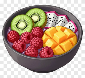 Fruit Bowl With Kiwi Dragon Fruit And Mango PNG
