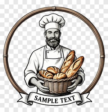 Bread Baker With Basket Of Loaves PNG