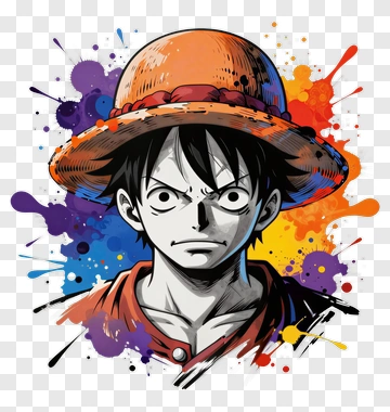 Monkey D Luffy In Vibrant Splash Art PNG