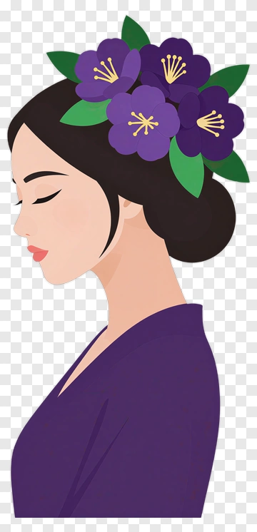 Woman With Purple Flower Crown PNG