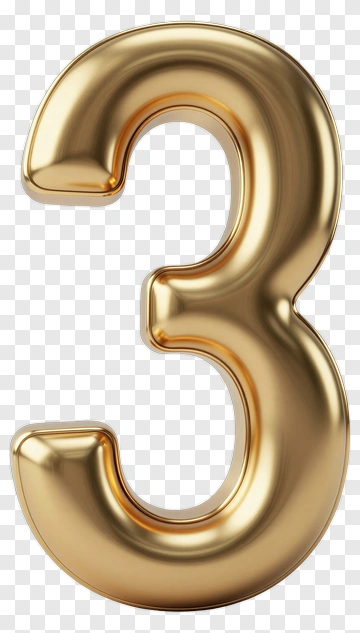 Golden Number Three PNG