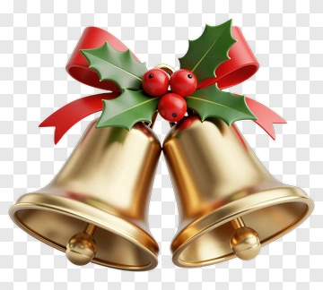 Golden Bells With Holly And Berry PNG
