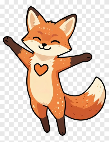 Happy Fox With Heart PNG