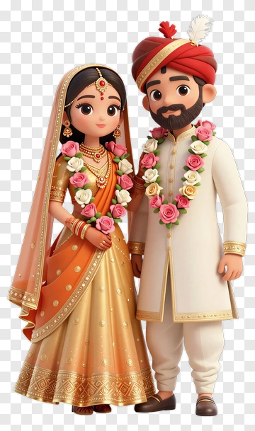 Indian Wedding Couple In Traditional Attire PNG