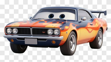 Flame Painted Animated Car PNG