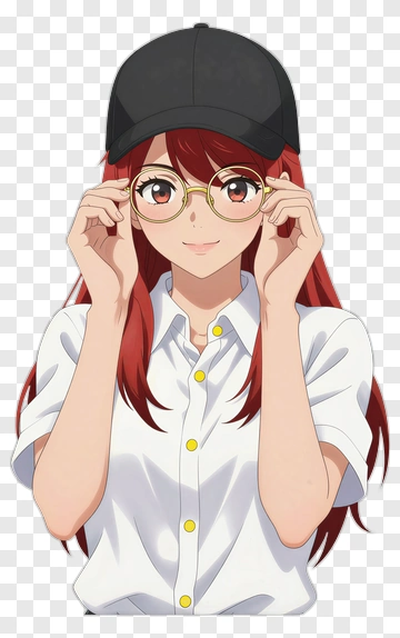 Anime Girl Adjusting Glasses PNG