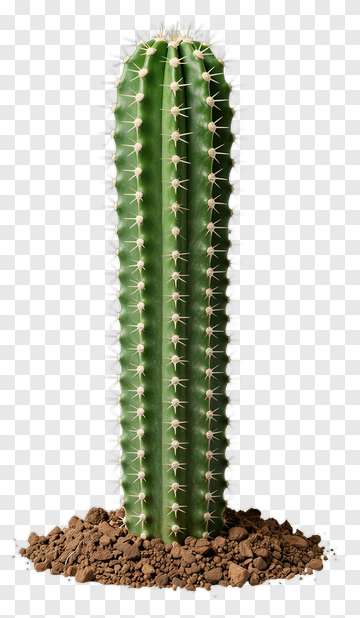 Tall Green Cactus With Spines PNG
