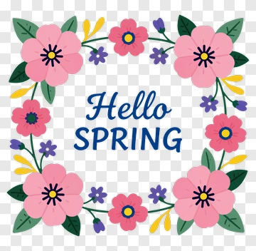 Hello Spring Flower Wreath PNG