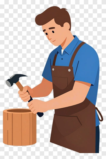 Woodworker Hammering Wood PNG
