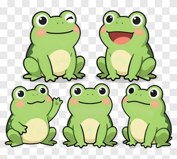 Cute Green Frogs PNG