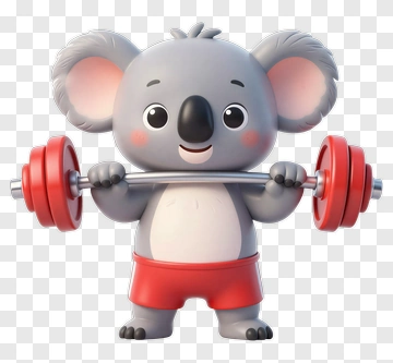 Cute Koala Lifting Weights PNG