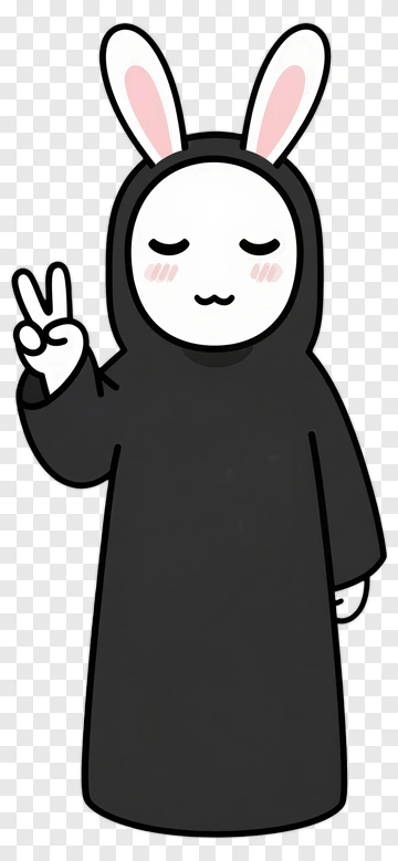 Rabbit Character Making Peace Sign PNG