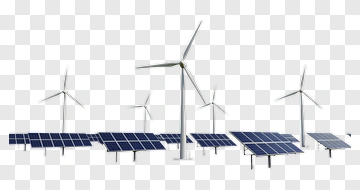 Wind Turbine And Solar Panel Array PNG