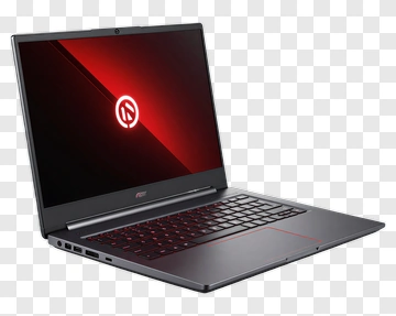 MSI Gaming Laptop With Red Accents PNG