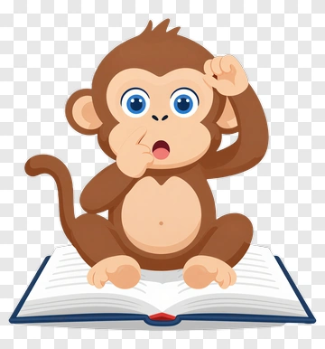 Cartoon Monkey Sitting On Book PNG