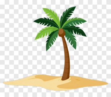 Palm Tree On Sandy Beach PNG