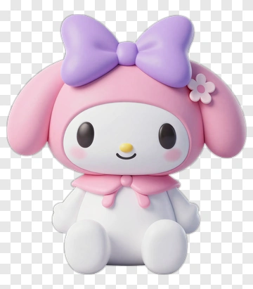 My Melody With Purple Bow And Pink Scarf PNG