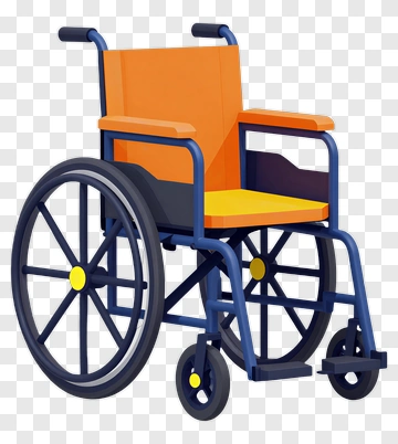 Orange And Blue Wheelchair PNG