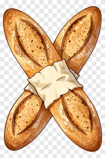 Crossed Baguettes With Butter PNG