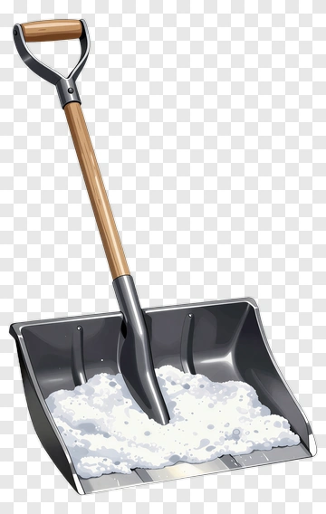 Snow Shovel With Wooden Handle PNG