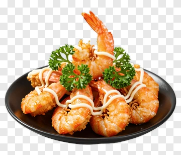 Fried Shrimp With Parsley And Mayonnaise PNG