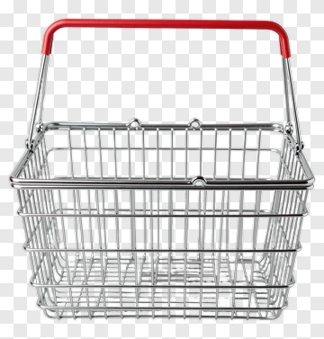 Metal Shopping Basket With Red Handle PNG