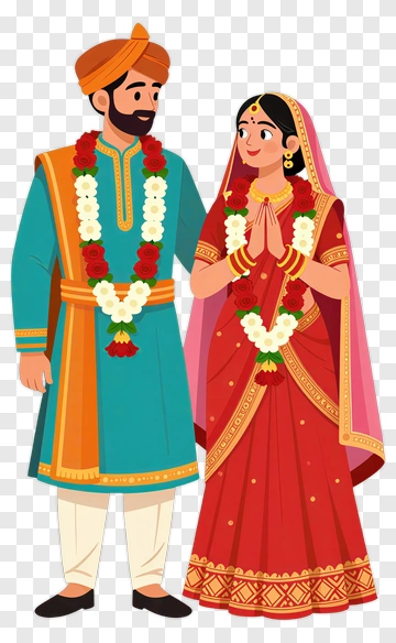 Indian Wedding Couple In Traditional Attire PNG
