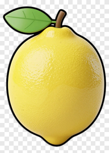 Yellow Lemon With Green Leaf PNG
