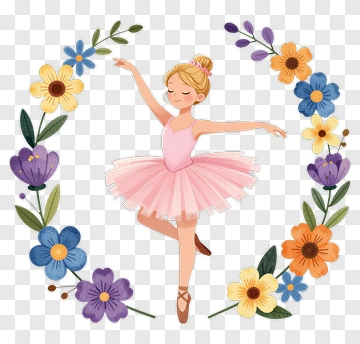 Ballerina In Floral Wreath PNG