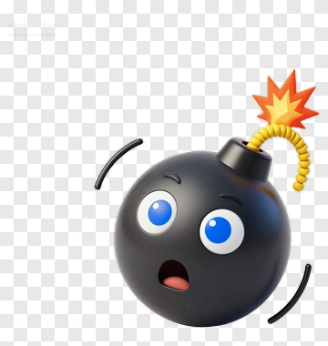 Cartoon Bomb With Surprised Face PNG