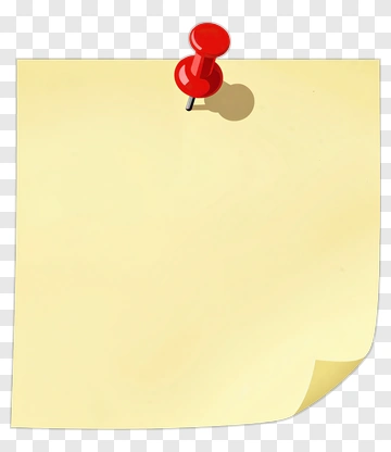 Yellow Note With Red Pushpin PNG