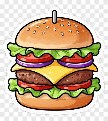 Cartoon Hamburger With Cheese And Patty PNG