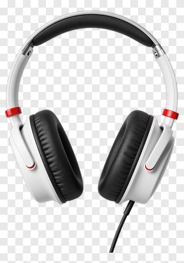 White Headphones With Red Accents PNG