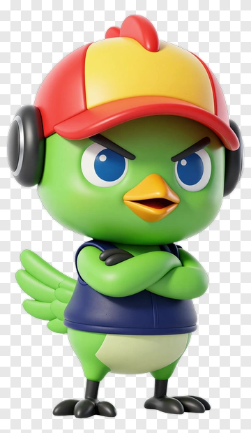 Angry Green Bird Character PNG