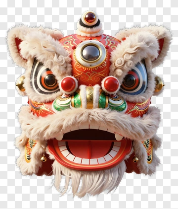Traditional Chinese Lion Dance Mask PNG