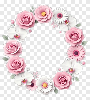 Paper Flower Wreath With Roses And Orchids PNG