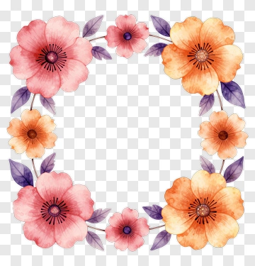 Watercolor Flower Frame PNG