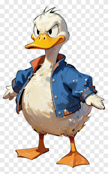 Cartoon Duck In Blue Jacket PNG