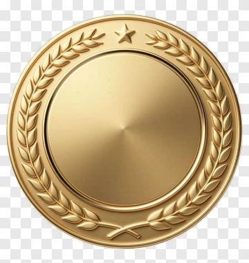 Golden Medal With Laurel Wreath PNG