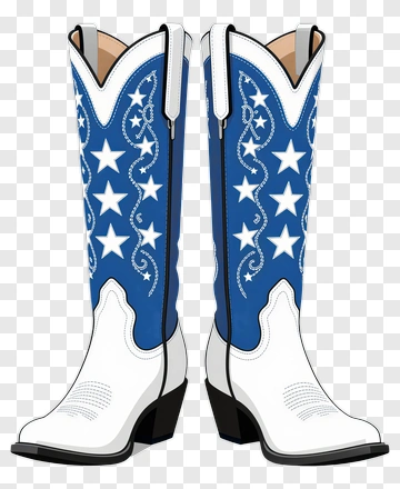 Blue And White Star Cowboy Boots PNG