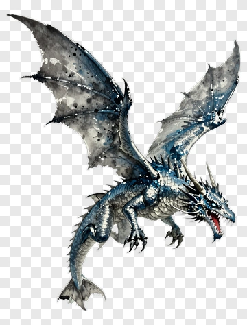 Blue Dragon Soaring Over Water PNG