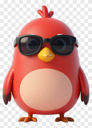 Red Bird Wearing Sunglasses PNG